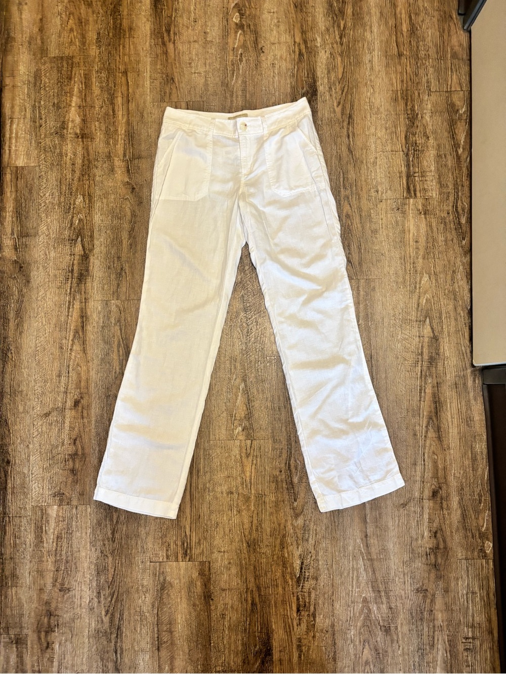 Banana Republic White linen/cotton blend Martin Fit Pants size 6 (0067)